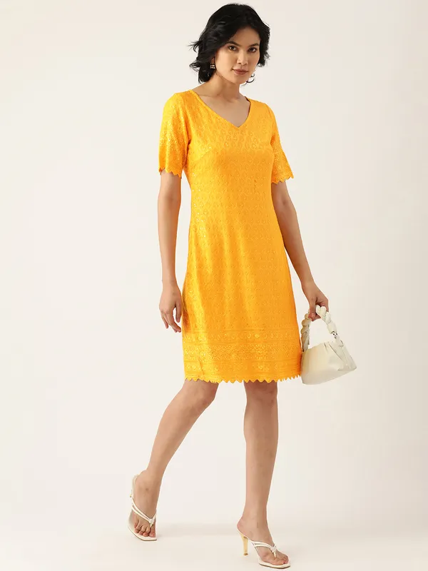 Yellow_Rayon_Sequinn_Dresses_For_Women