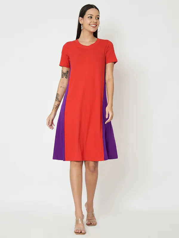 Redpurple_Cotton_Blend_Single_Jersey_Dresses