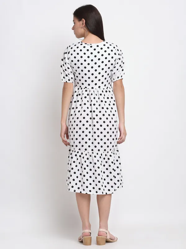 White_Polka_Polyester_Print_Dresses