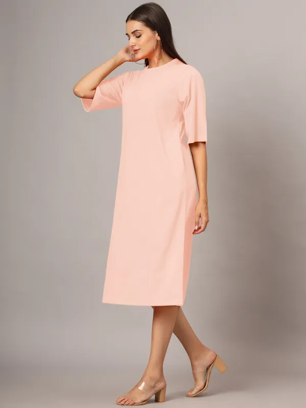 Peach_Cotton_Blend_Single_Jersey_Dresses