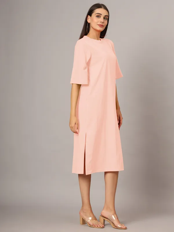 Peach_Cotton_Blend_Single_Jersey_Dresses