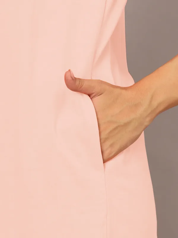 Peach_Cotton_Blend_Single_Jersey_Dresses