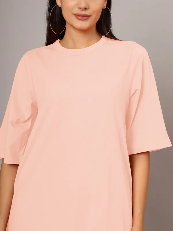 Peach_Cotton_Blend_Single_Jersey_Dresses