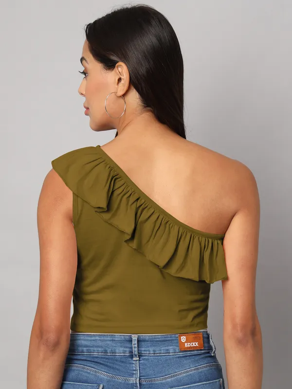 Olive_Cotton_Blend_Single_Jersey_Tops