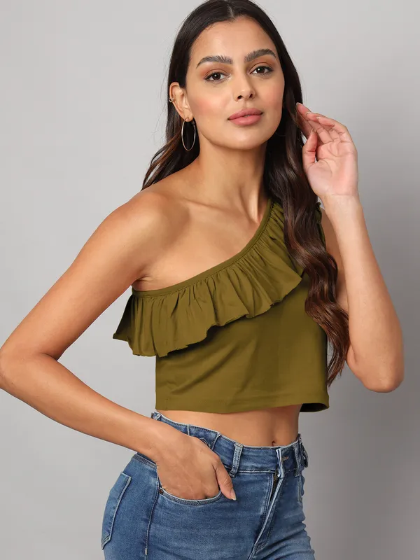 Olive_Cotton_Blend_Single_Jersey_Tops