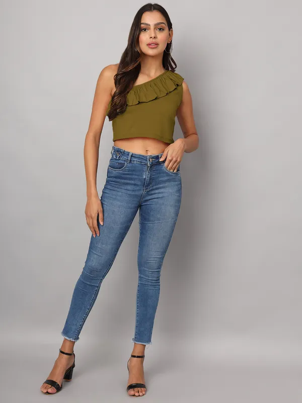 Olive_Cotton_Blend_Single_Jersey_Tops