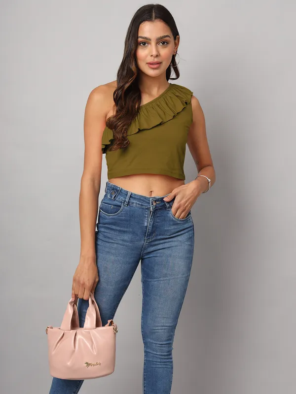 Olive_Cotton_Blend_Single_Jersey_Tops