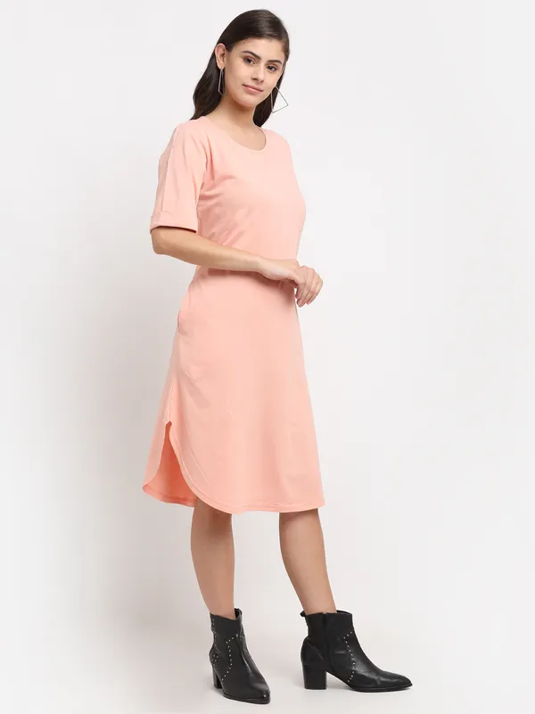 BRINNS_Purple_Solid_Pure_Cotton_A-Line_Midi_Dress