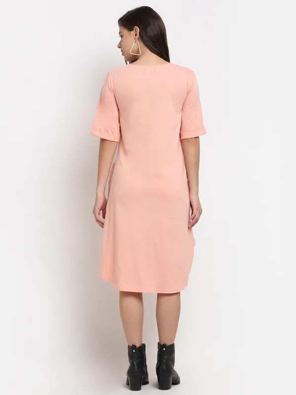 BRINNS_Purple_Solid_Pure_Cotton_A-Line_Midi_Dress