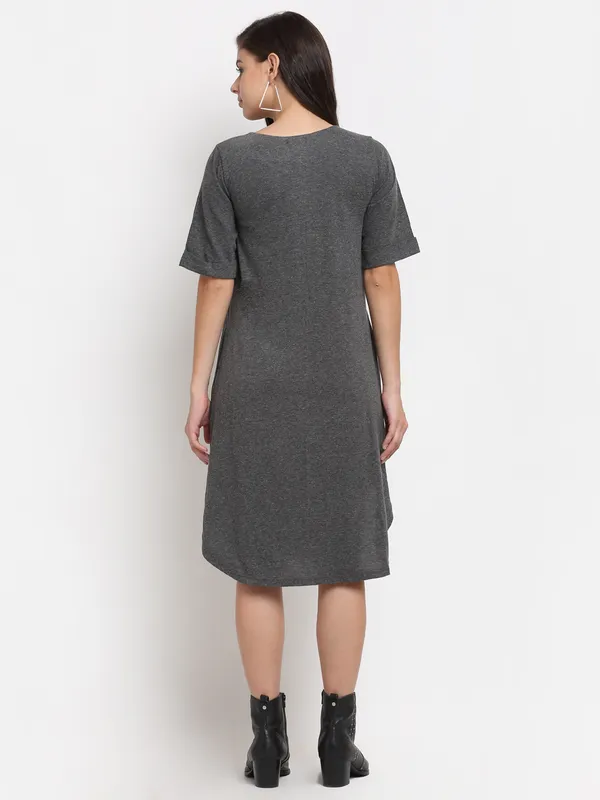 BRINNS_Purple_Solid_Pure_Cotton_A-Line_Midi_Dress