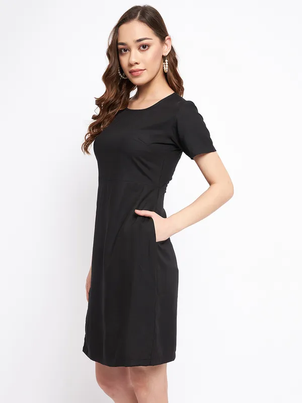 Black_Rayon_Solid_Dresses