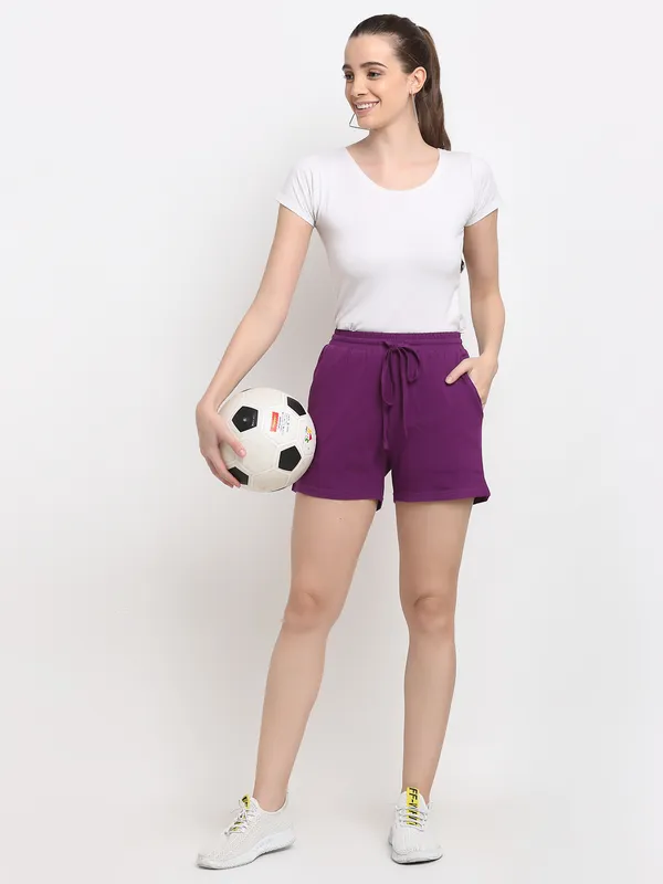 Purple_Cotton_Blend_Single_Jersey_Shorts