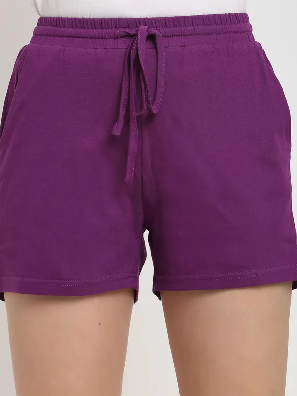 Purple_Cotton_Blend_Single_Jersey_Shorts
