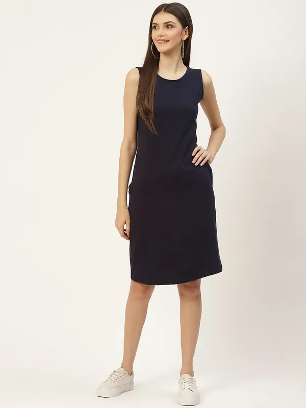BRINNS_White_Solid_Pure_Cotton_A-Line_Midi_Dress