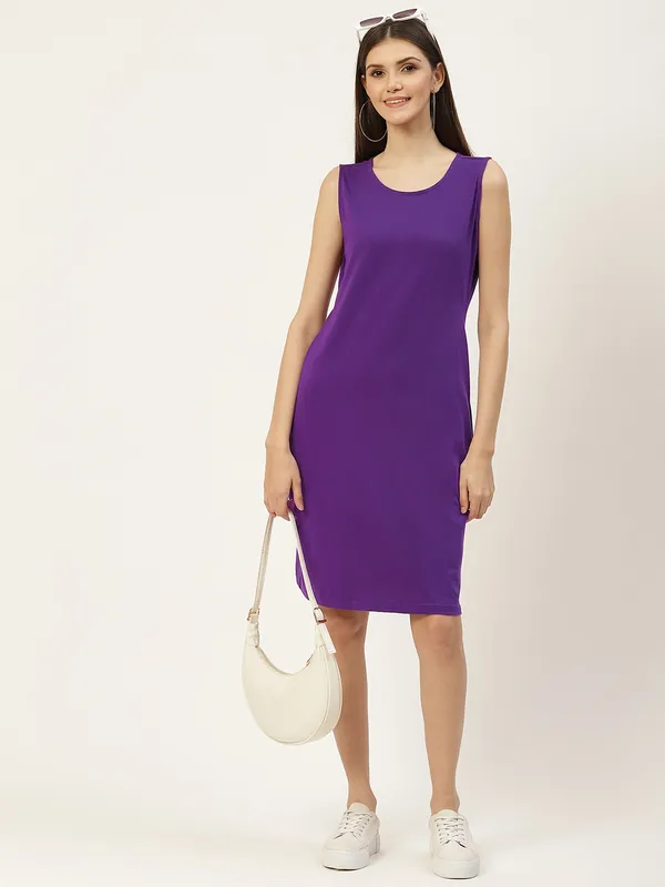 Purple_Cotton_Blend_Single_Jersey_Dresses