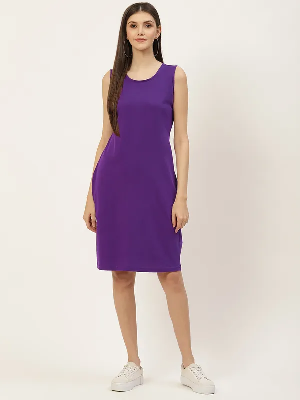 Purple_Cotton_Blend_Single_Jersey_Dresses