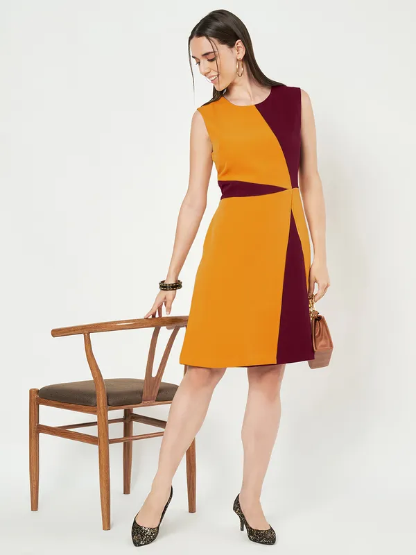 BRINNS_Women_Colourblocked_A-Line_Dress