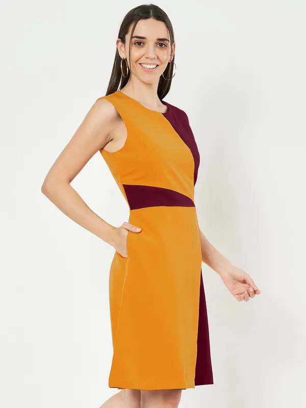 BRINNS_Women_Colourblocked_A-Line_Dress