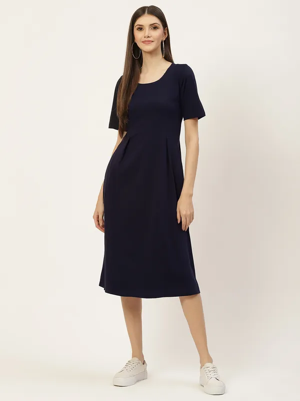 BRINNS_Women_Solid_Plus_Size_Cotton_A-Line_Midi_Dress