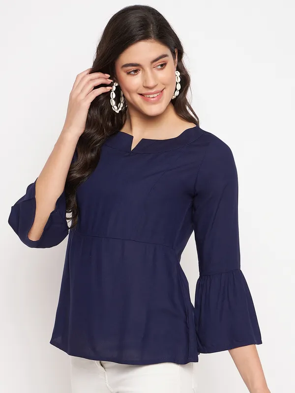 BRINNS_Notched_Neck_Bell_Sleeve_Top