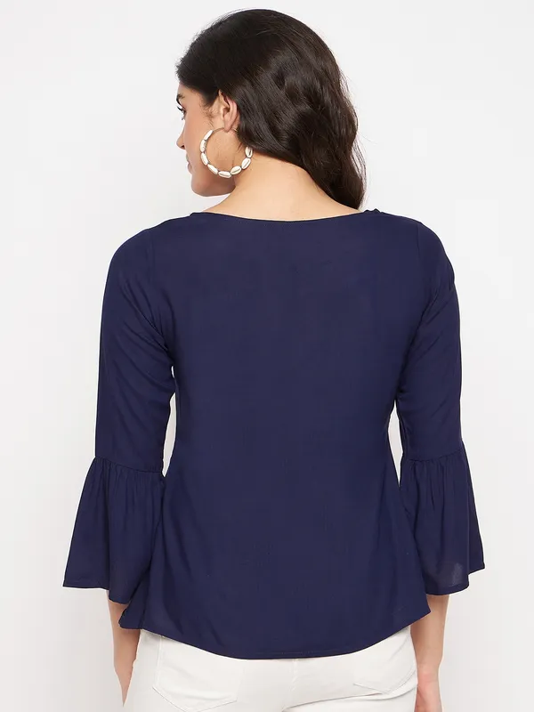 BRINNS_Notched_Neck_Bell_Sleeve_Top