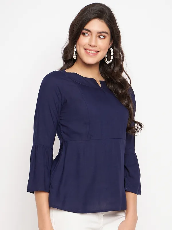 BRINNS_Notched_Neck_Bell_Sleeve_Top