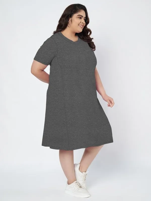 Darkgrey_Cotton_Blend_Single_Jersey_Dresses