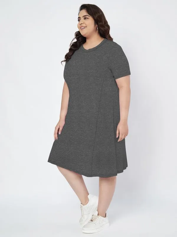 Darkgrey_Cotton_Blend_Single_Jersey_Dresses
