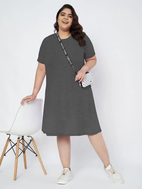 Darkgrey_Cotton_Blend_Single_Jersey_Dresses