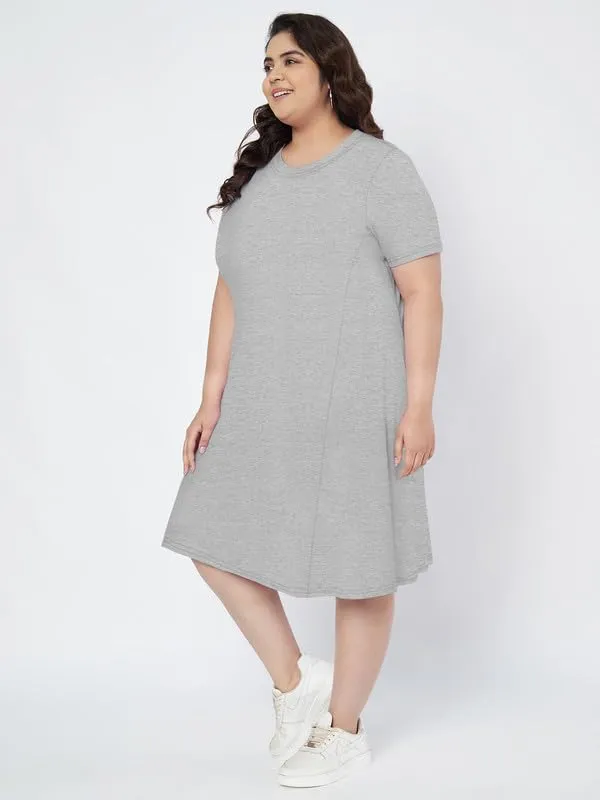 Lightgrey_Cotton_Blend_Single_Jersey_Dresses