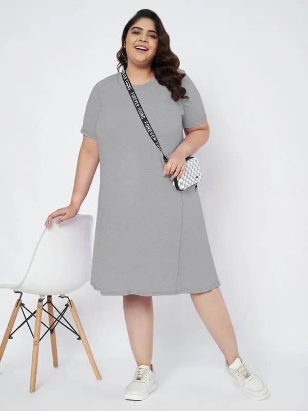 Lightgrey_Cotton_Blend_Single_Jersey_Dresses