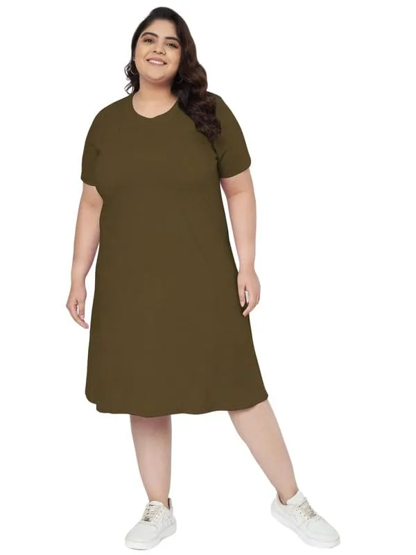 Olive_Cotton_Blend_Single_Jersey_Dresses
