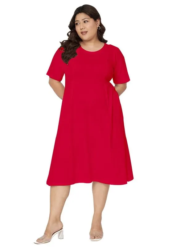 BRINNS_Women_Magenta_Pure_Cotton_A-Line_Midi_Dress