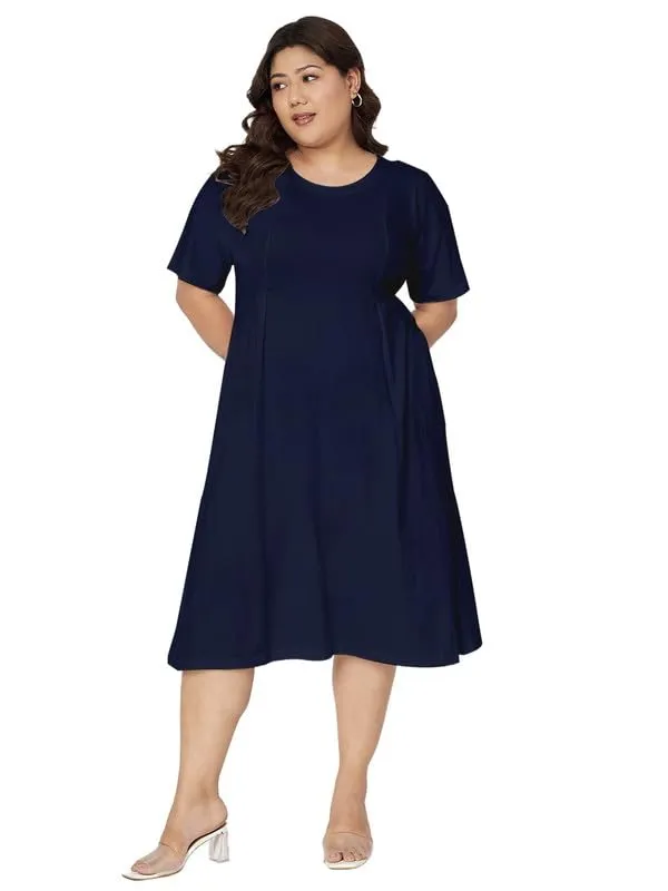 BRINNS_Women_Navy_Pure_Cotton_A-Line_Midi_Dress