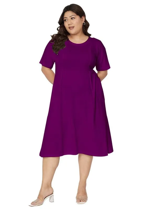 BRINNS_Women_Purple_Pure_Cotton_A-Line_Midi_Dress