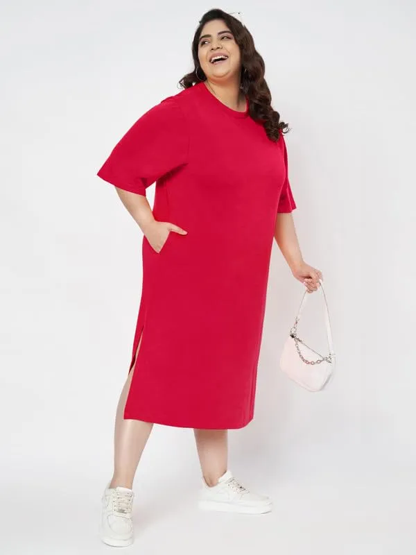 Magenta_Cotton_Blend_Single_Jersey_Dresses_For_Women