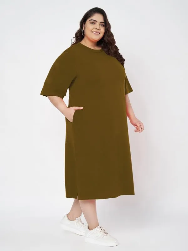 Olive_Cotton_Blend_Single_Jersey_Dresses