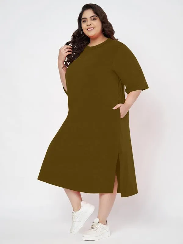 Olive_Cotton_Blend_Single_Jersey_Dresses