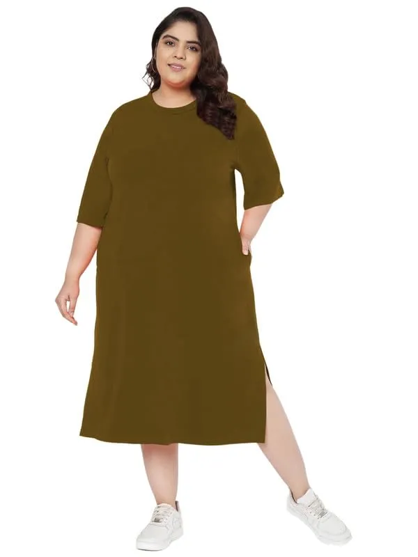 Olive_Cotton_Blend_Single_Jersey_Dresses