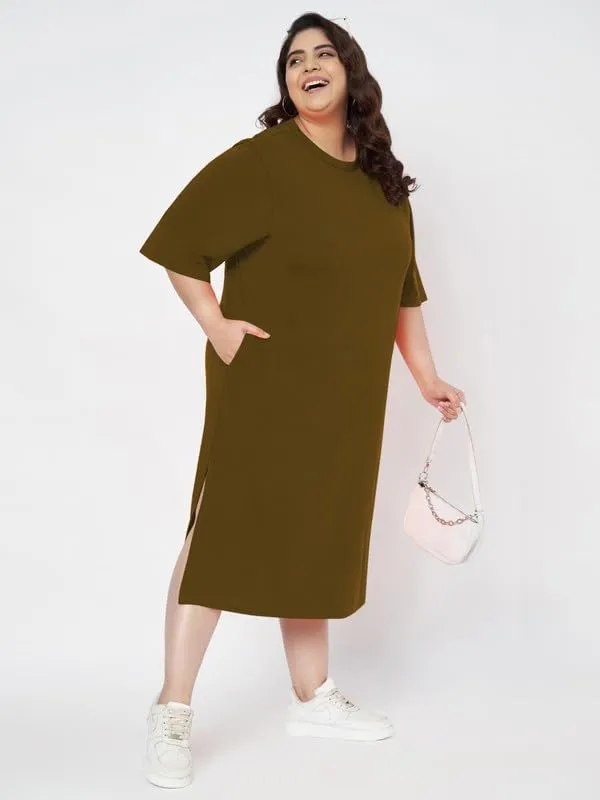 Olive_Cotton_Blend_Single_Jersey_Dresses