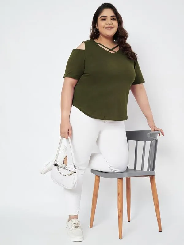 Olive_Cotton_Blend_Single_Jersey_Tops