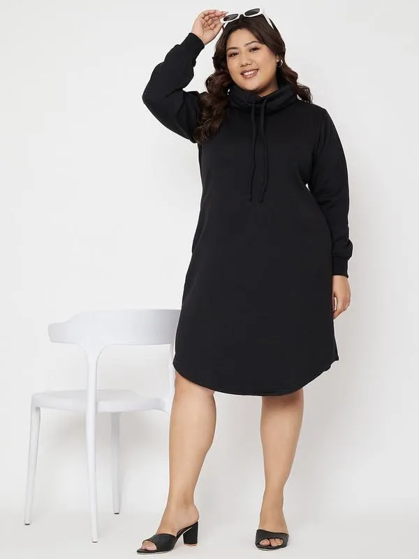 Plus_Size_Hooded_Cowl_Neck_Cuffed_Sleeves_Jumper_Dress