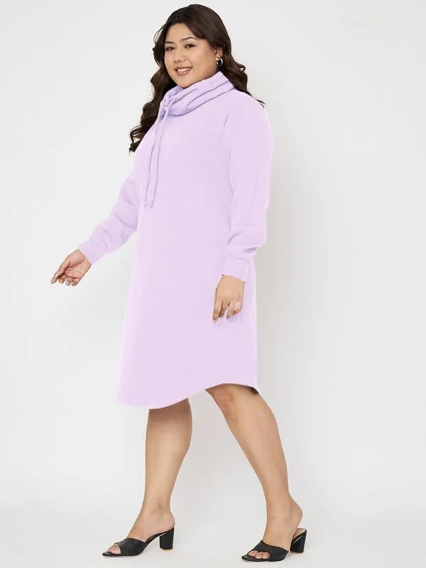 Plus_Size_Hooded_Cowl_Neck_Cuffed_Sleeves_Jumper_Dress