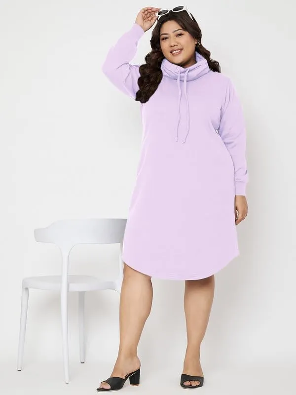 Plus_Size_Hooded_Cowl_Neck_Cuffed_Sleeves_Jumper_Dress