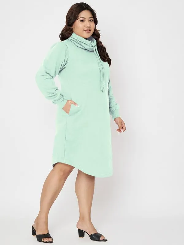 Plus_Size_Hooded_Cowl_Neck_Cuffed_Sleeves_Jumper_Dress