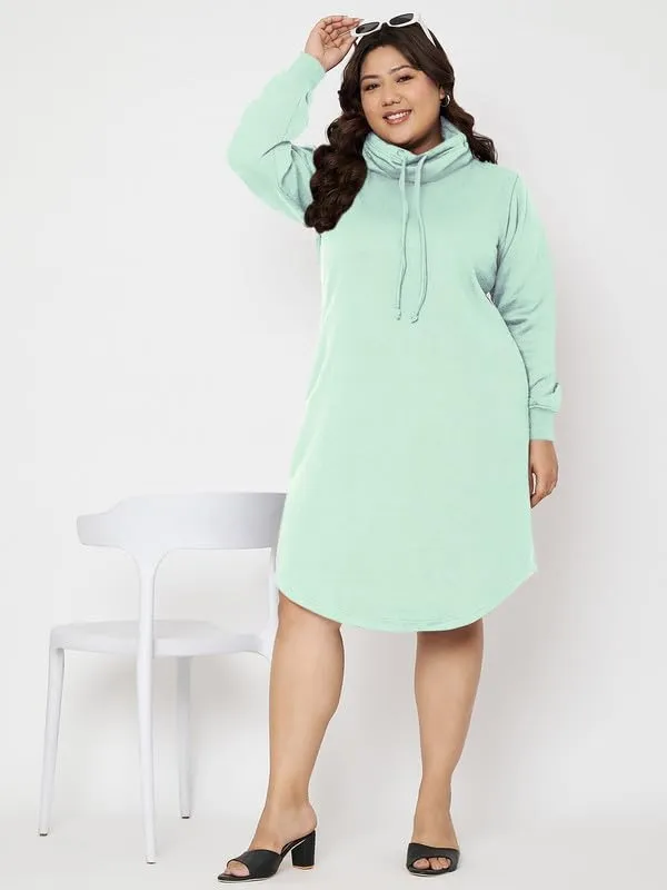 Plus_Size_Hooded_Cowl_Neck_Cuffed_Sleeves_Jumper_Dress