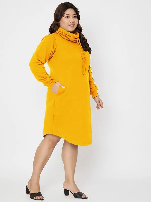 Plus_Size_Hooded_Cowl_Neck_Cuffed_Sleeves_Jumper_Dress