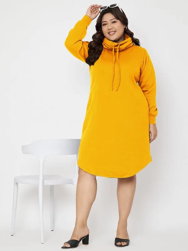 Plus_Size_Hooded_Cowl_Neck_Cuffed_Sleeves_Jumper_Dress