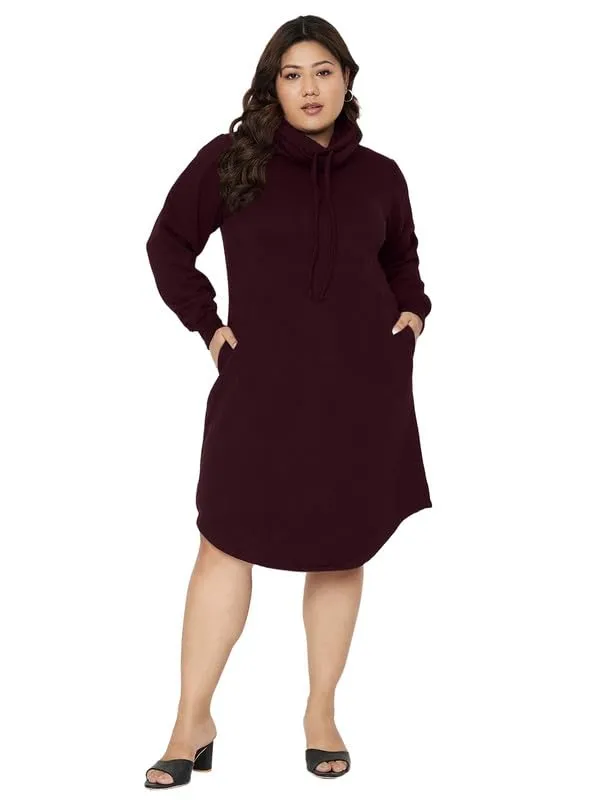 Plus_Size_Hooded_Cowl_Neck_Cuffed_Sleeves_Jumper_Dress
