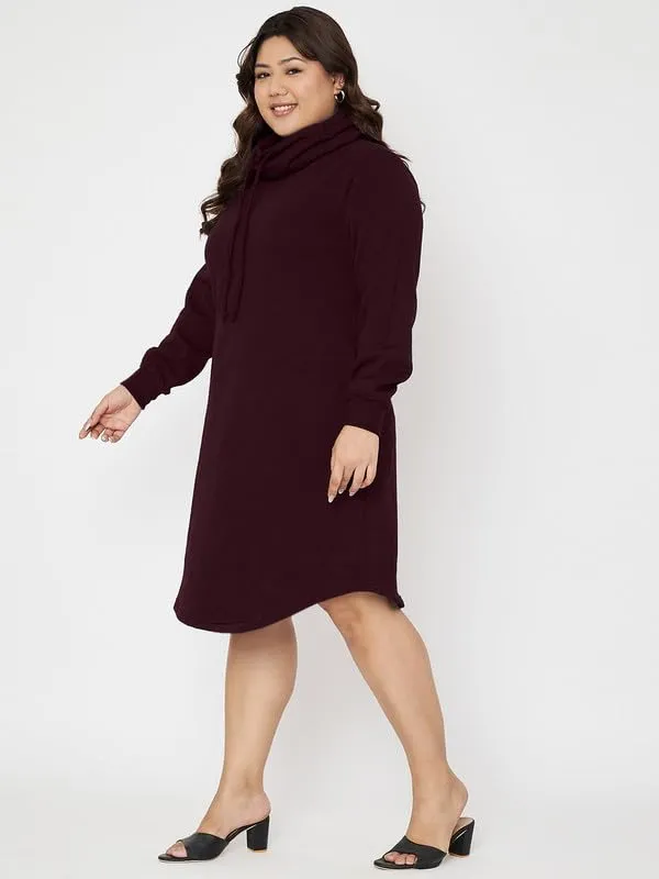 Plus_Size_Hooded_Cowl_Neck_Cuffed_Sleeves_Jumper_Dress
